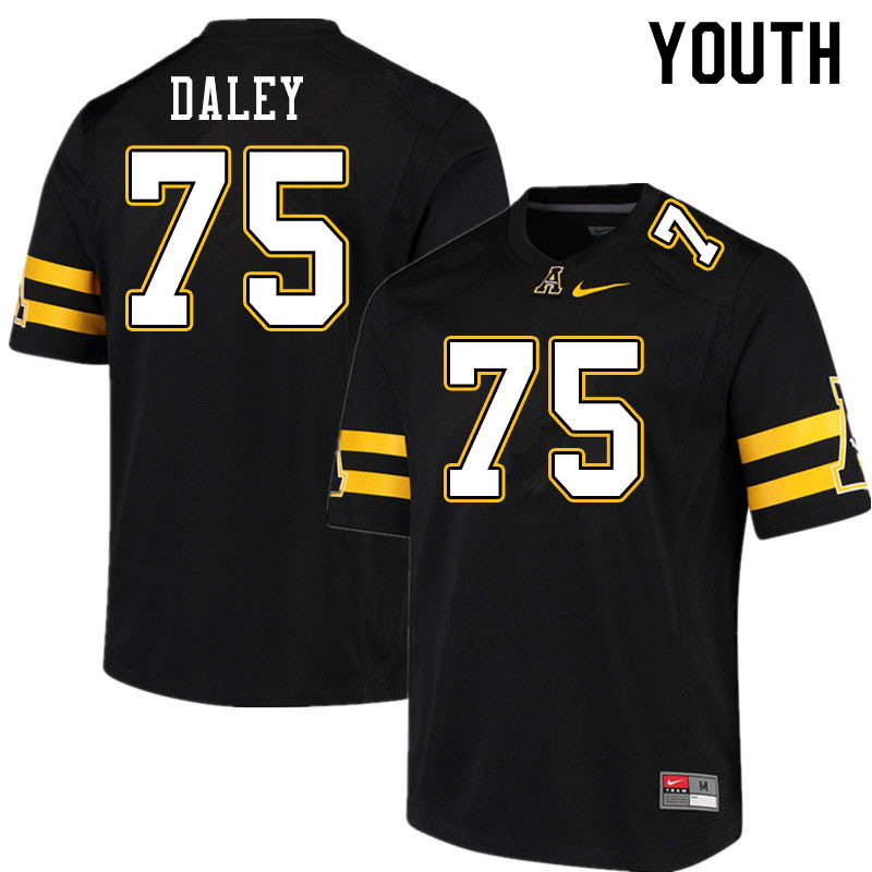 Youth #75 Damion Daley Appalachian State Mountaineers College Football Jerseys Sale-Black